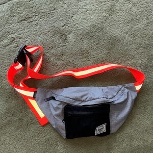 Herschel Supply Co. Gray Belt Bag Fanny Pack with Neon Orange Reflective Strap